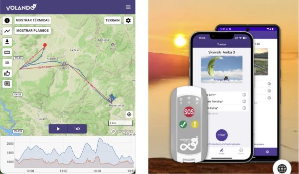 Seguimiento en directo Volandoo para parapente en Valencia (live tracking)